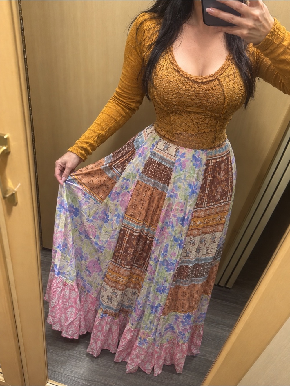 Free People Santa Eulalia Printed Maxi Skirt new size 8